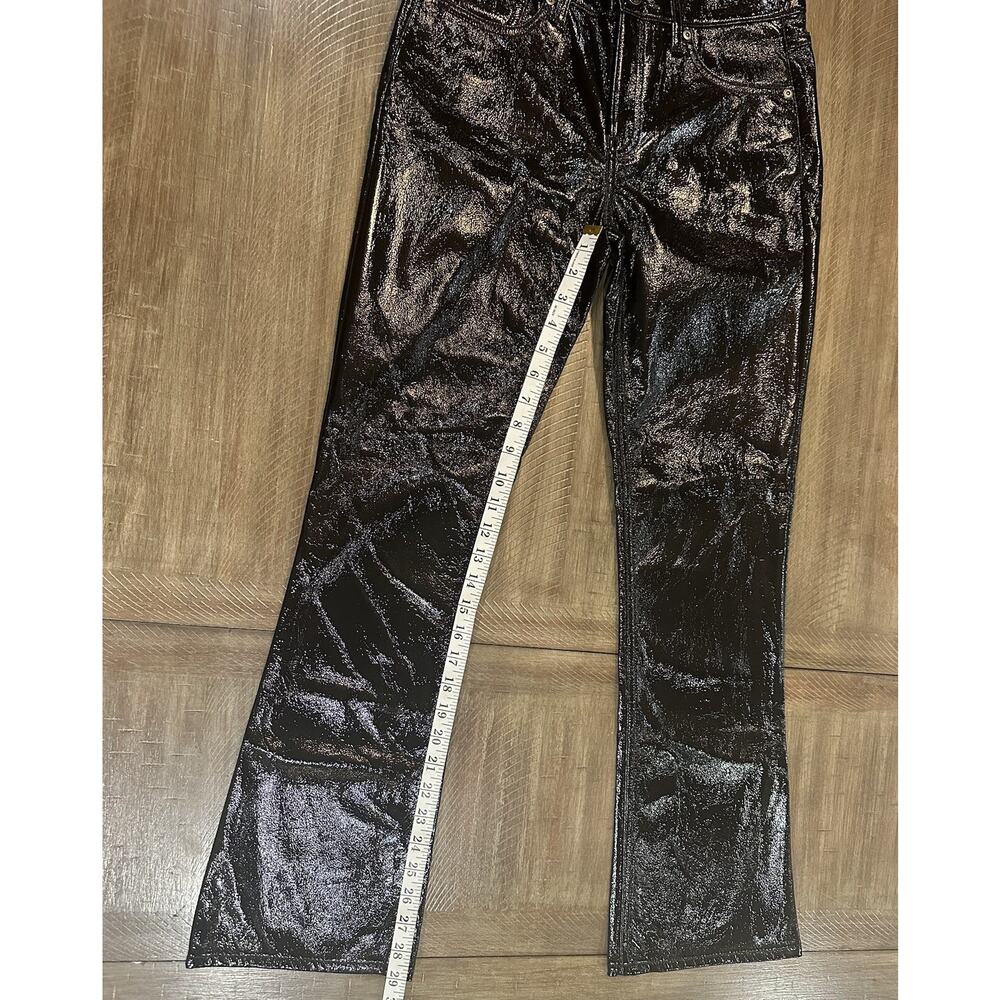 Gap Black Mid Rise Vegan Patent Leather Baby Boot Pants Women’s Size 27/4 Short - Picture 8 of 13